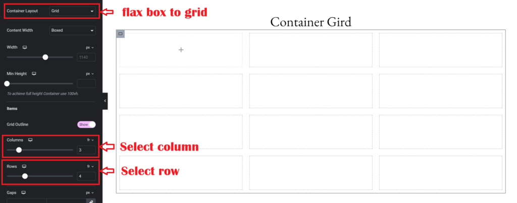 New Elementor Guide for gird container